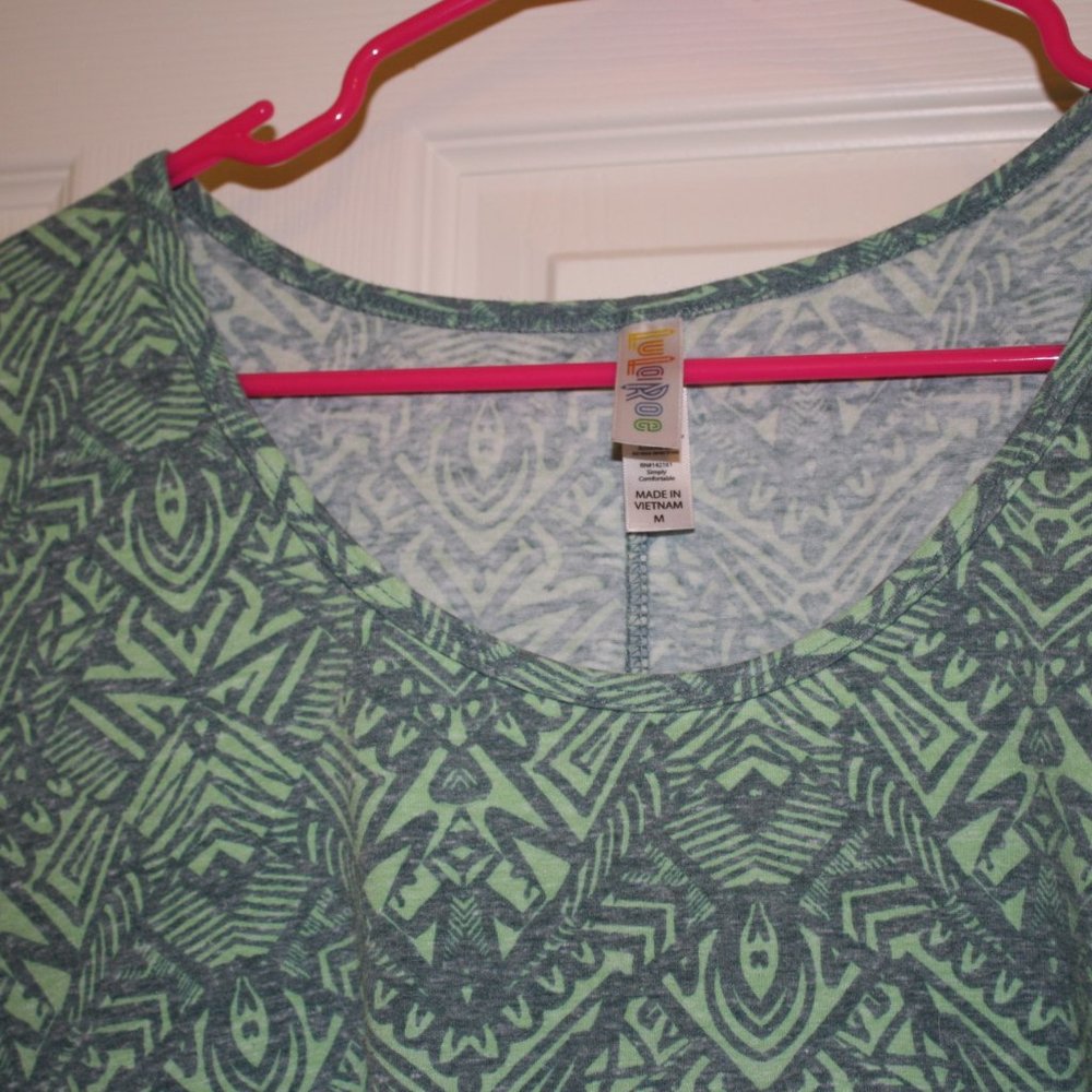 Lularoe top, size medium, green & gray